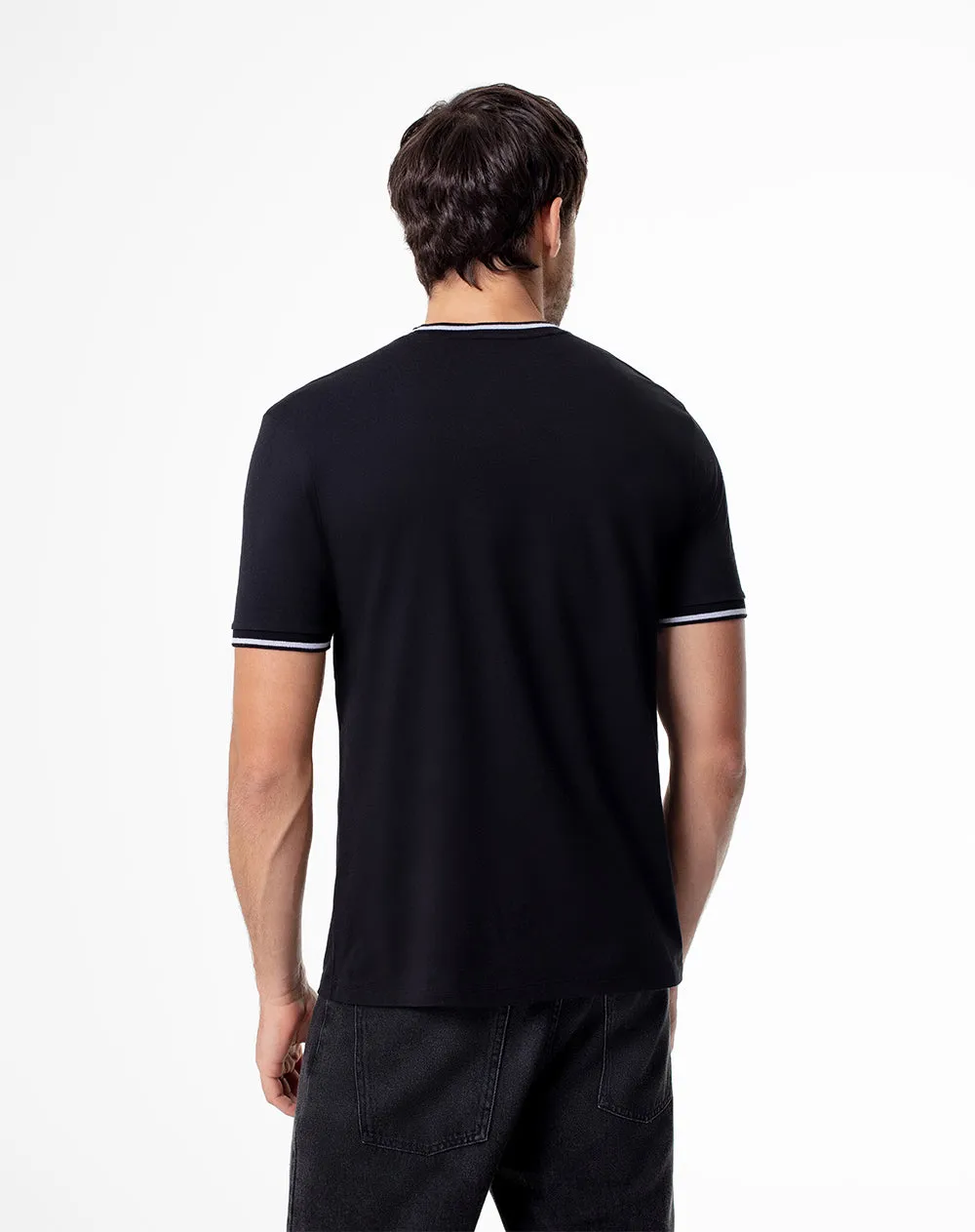 Camiseta regular algodón jersey negra hombre sold by Gef product image thumbnail 2