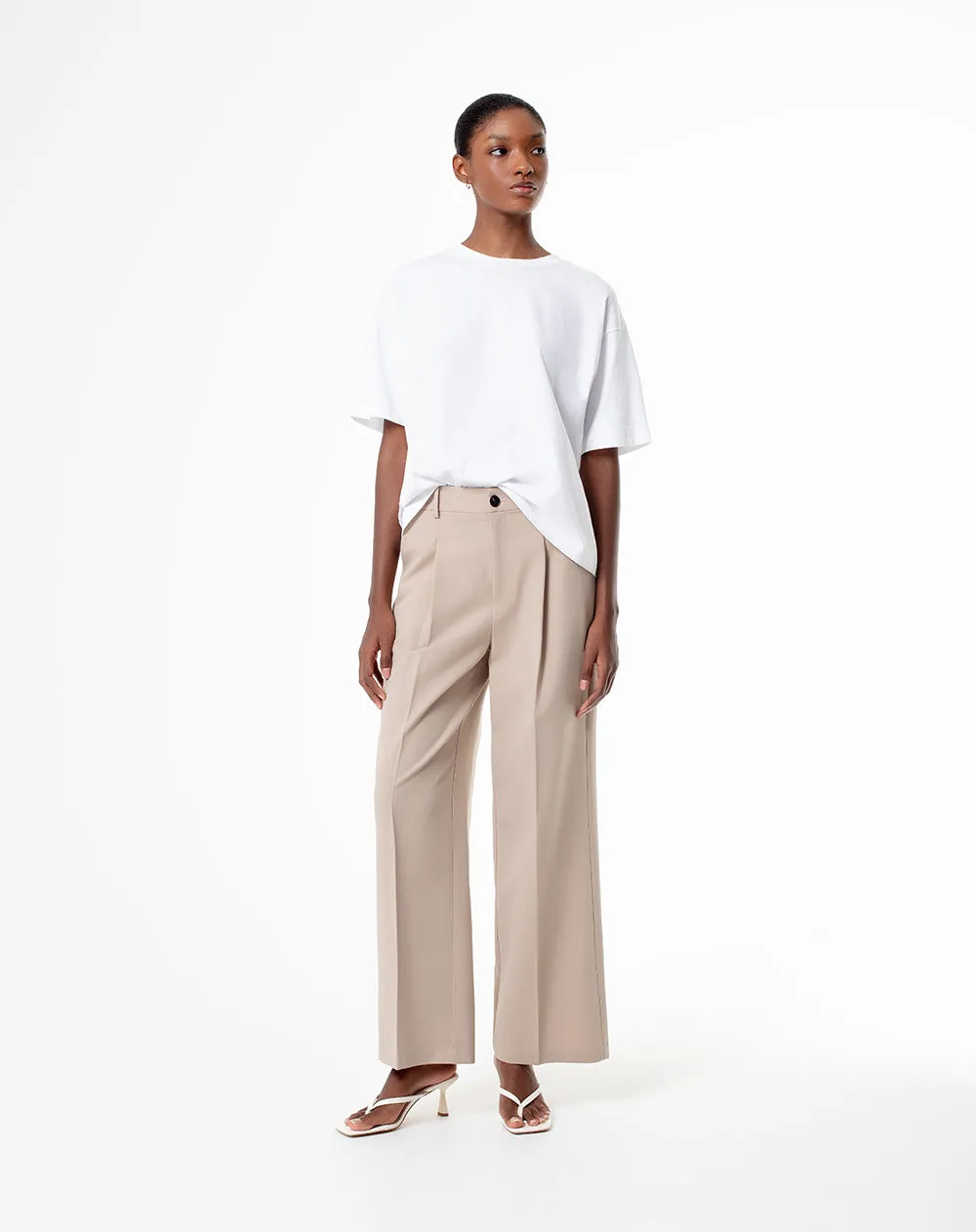 Pantalón wide leg tiro alto caqui mujer sold by Gef