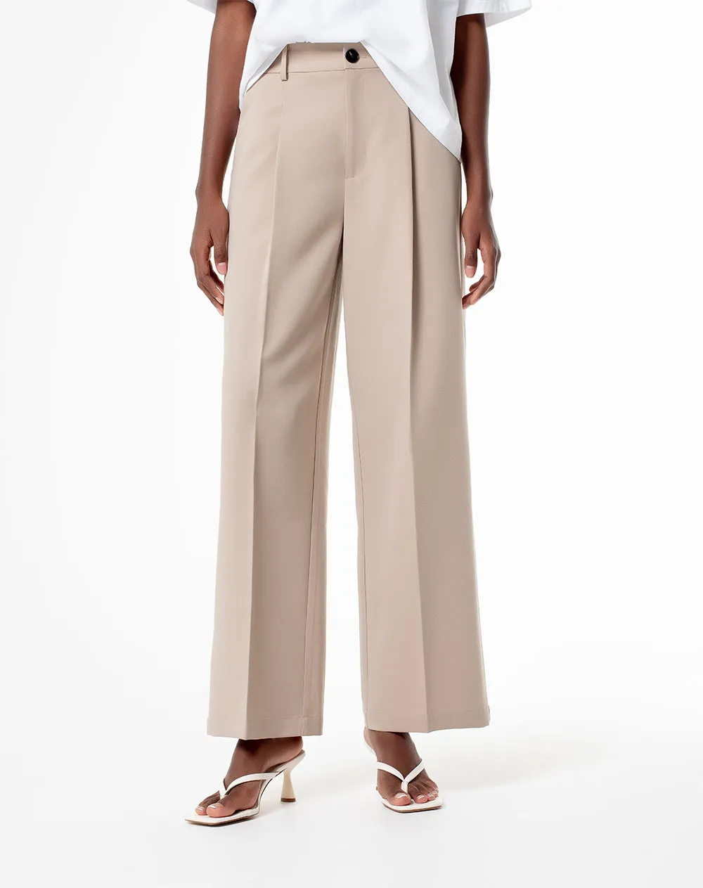 Pantalón wide leg tiro alto caqui mujer sold by Gef product image thumbnail 3