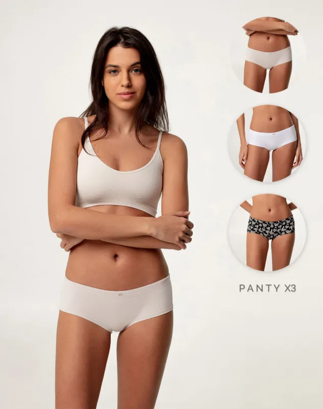 3 pantys boxer en punto tiro medio surtido sold by Gef