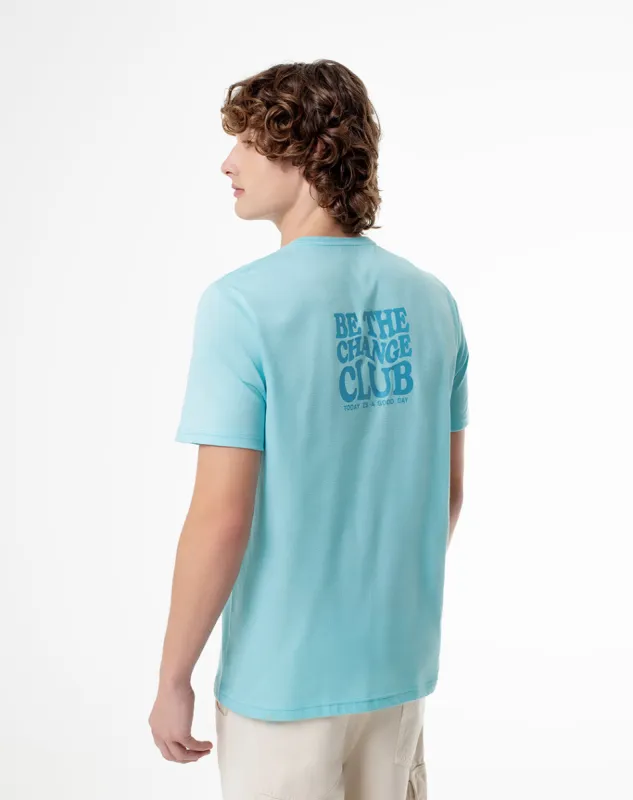 Camiseta oversized fit manga corta azul sold by Gef