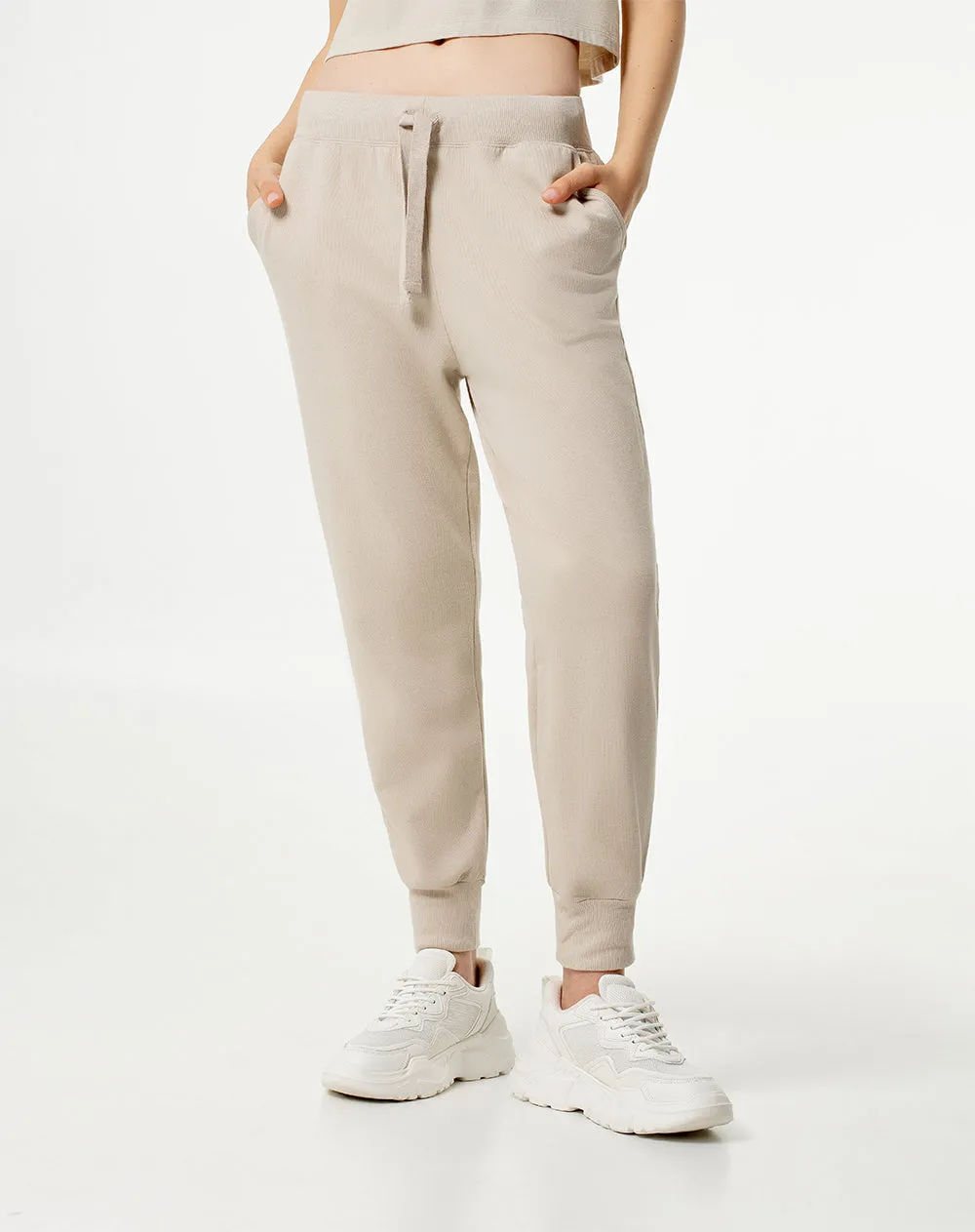 Jogger tiro medio algodón habano mujer sold by Gef product image thumbnail 3