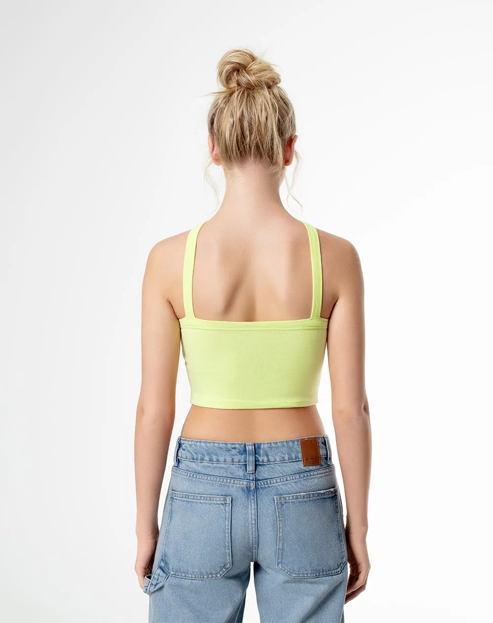 Crop top slim rib algodón verde mujer sold by Gef product image thumbnail 2