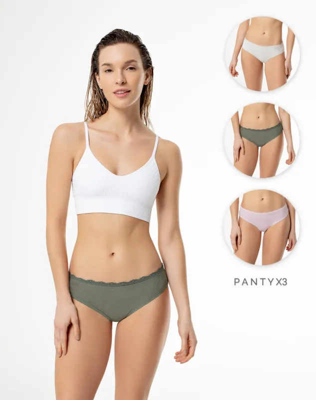 Panty cachetero  x3unds con encaje surtido sold by Gef