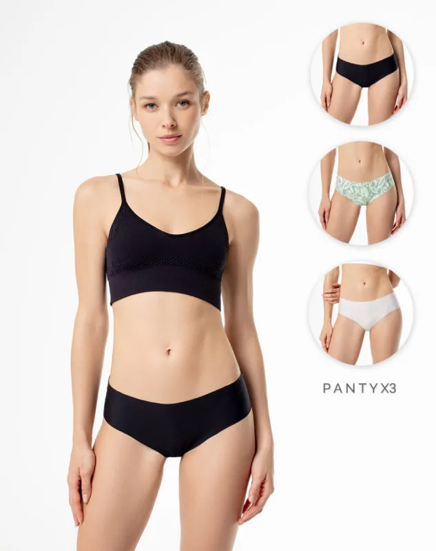 Panty cachetero  x3unds invisible pocas costuras surtido sold by Gef