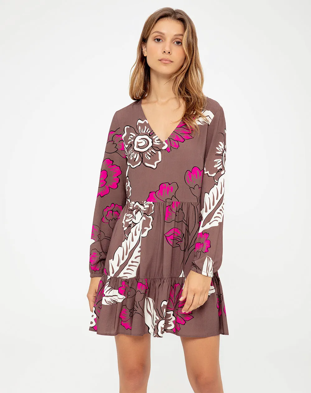 Vestido corto cafe estampado sold by Gef