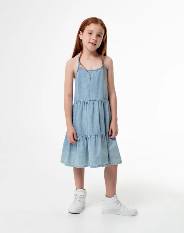 Vestido denim bloques índigo claro sold by Gef