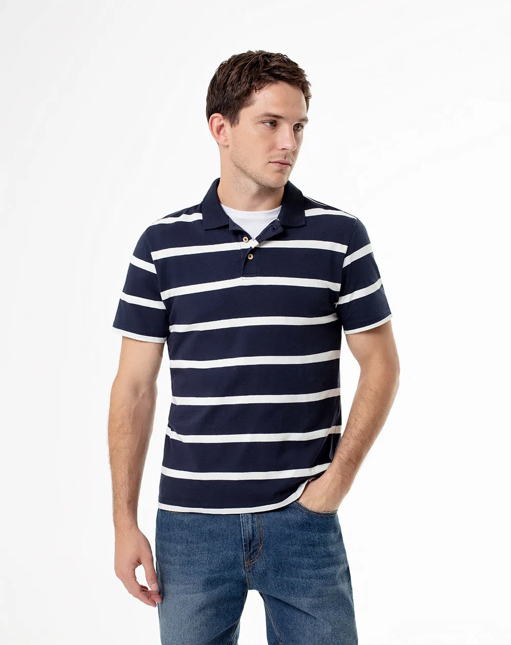 Polo slim fit azul con rayas sold by Gef