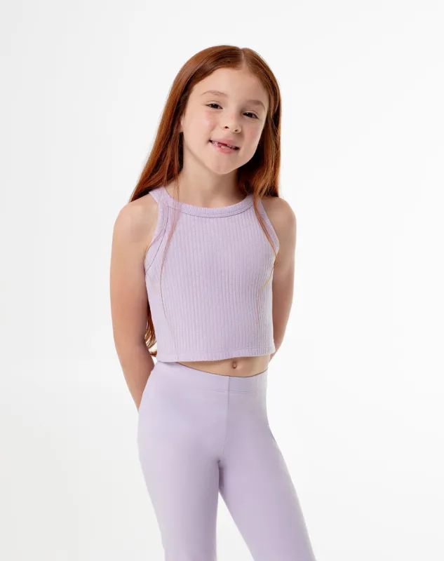 Crop top slim rib lila niña sold by Gef