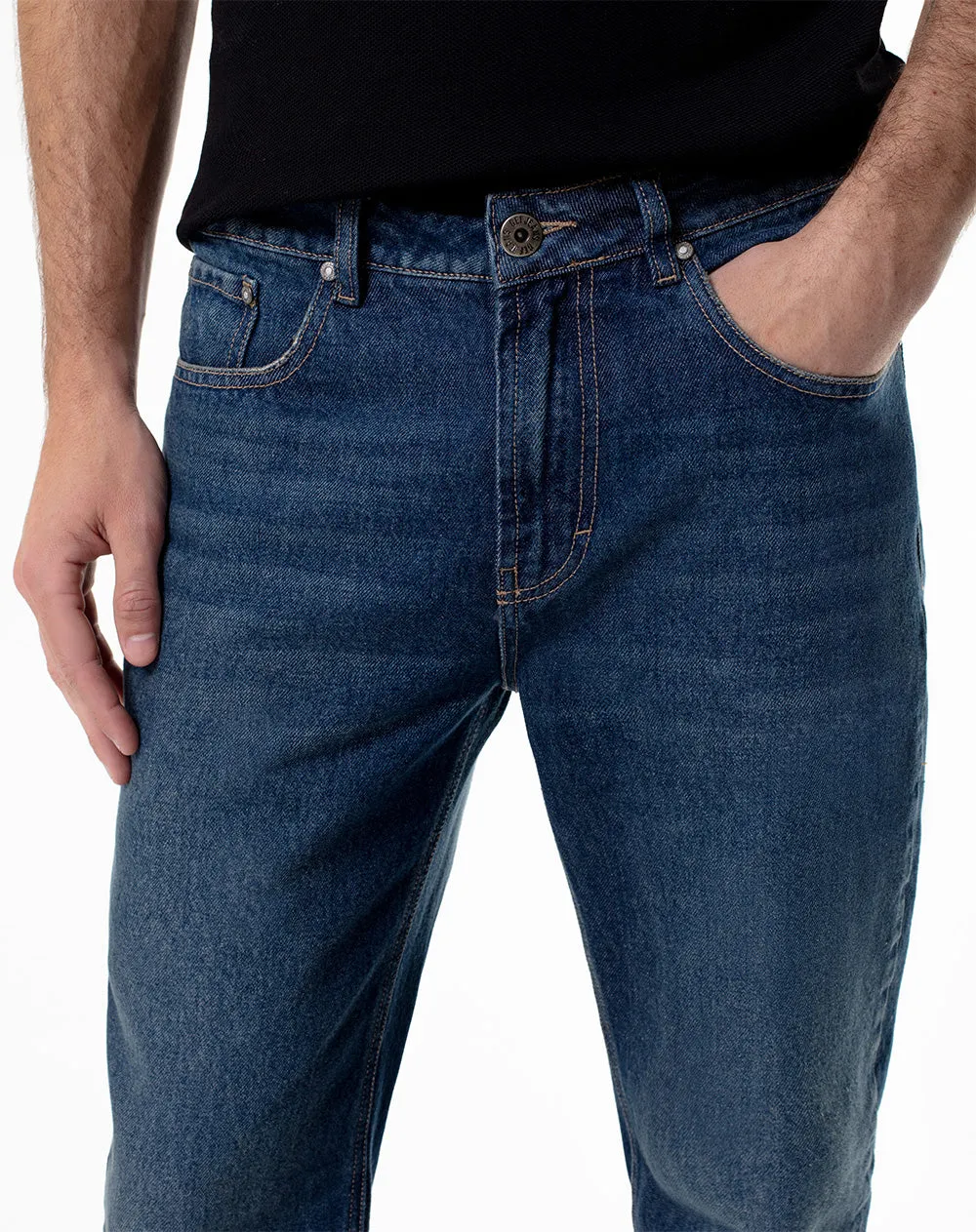 Jean tappered fit tiro medio indigo oscuro sold by Gef product image thumbnail 4