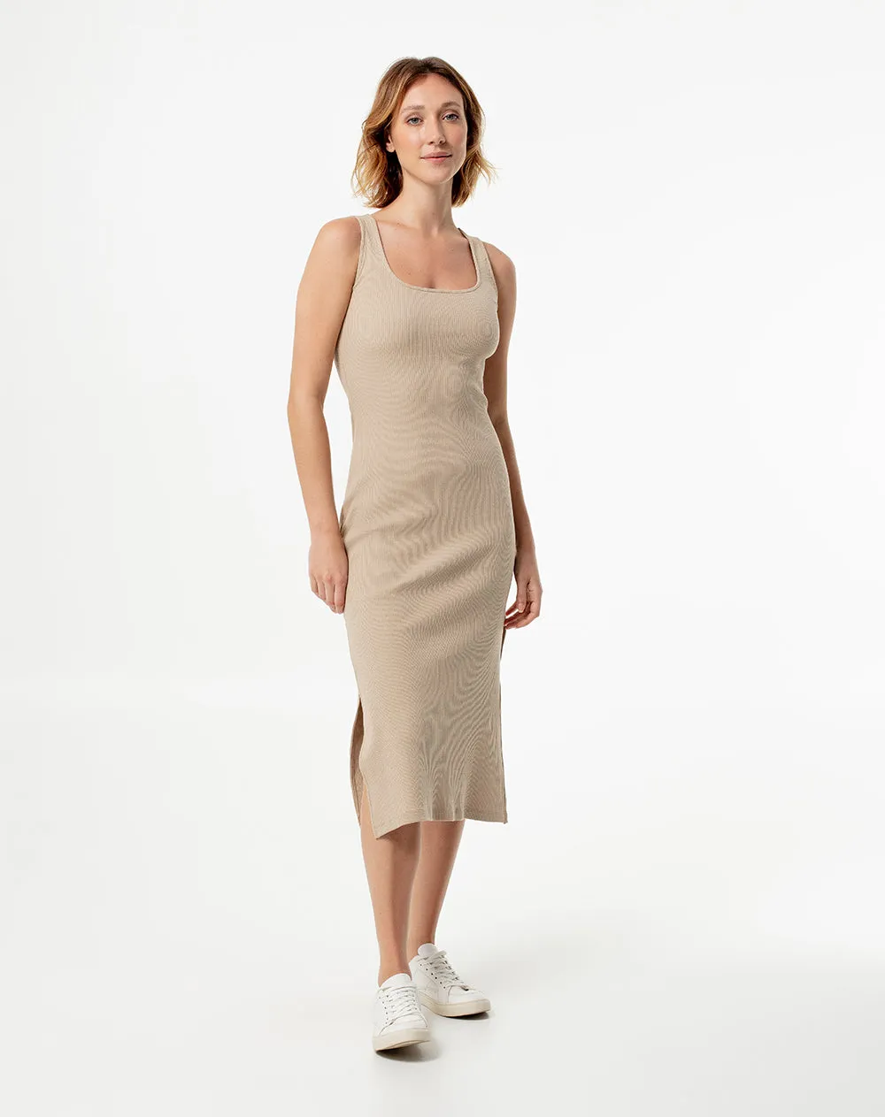Vestido largo en rib kaki sold by Gef product image thumbnail 4