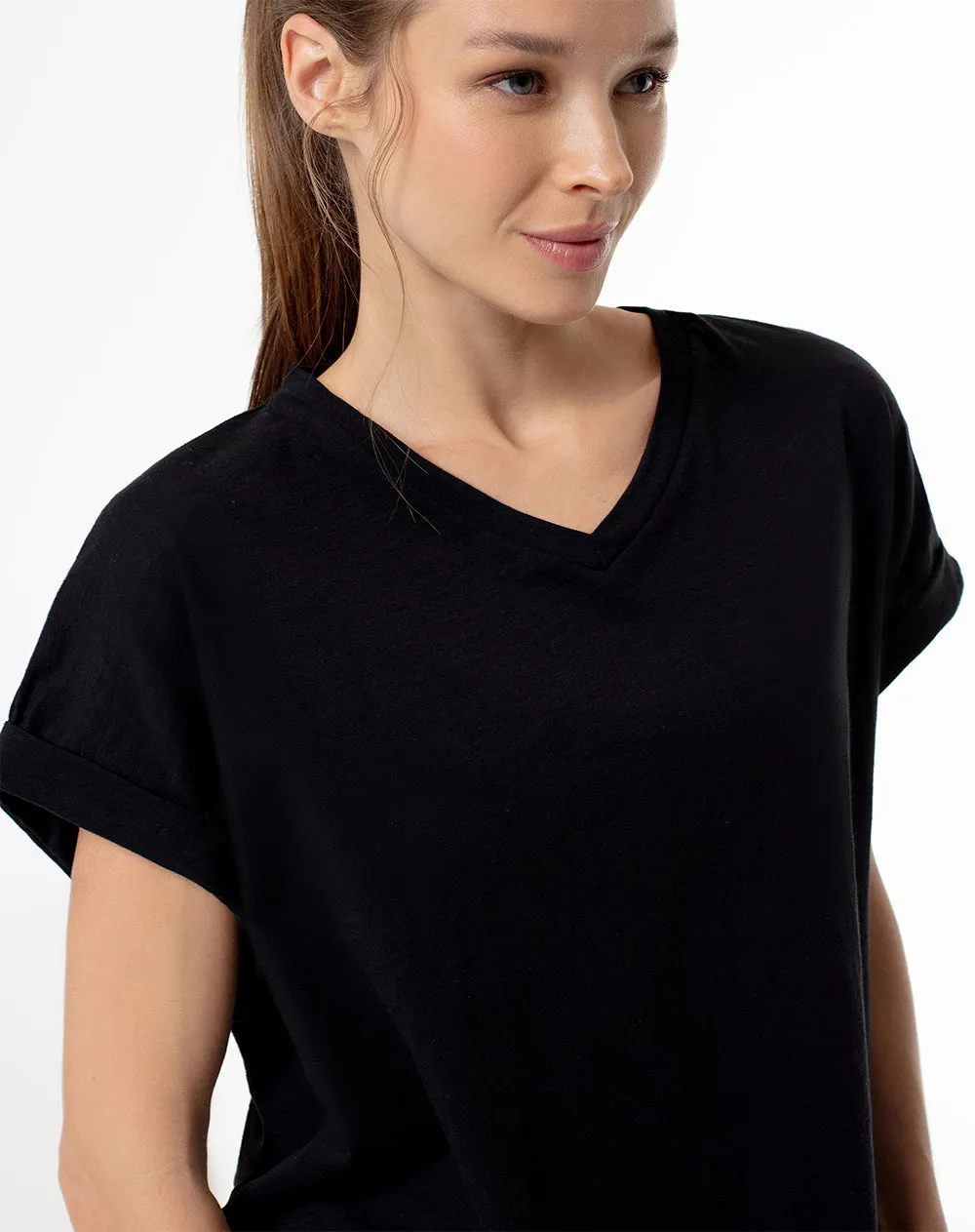 Camiseta relax algodón negra mujer sold by Gef product image thumbnail 3