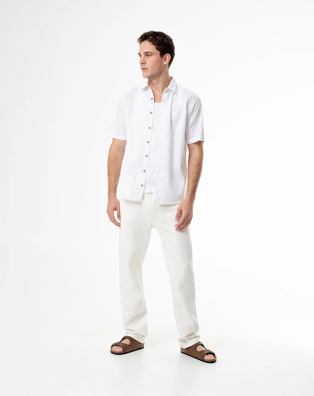 Camisa manga corta regular lino blanca hombre sold by Gef product image thumbnail 4