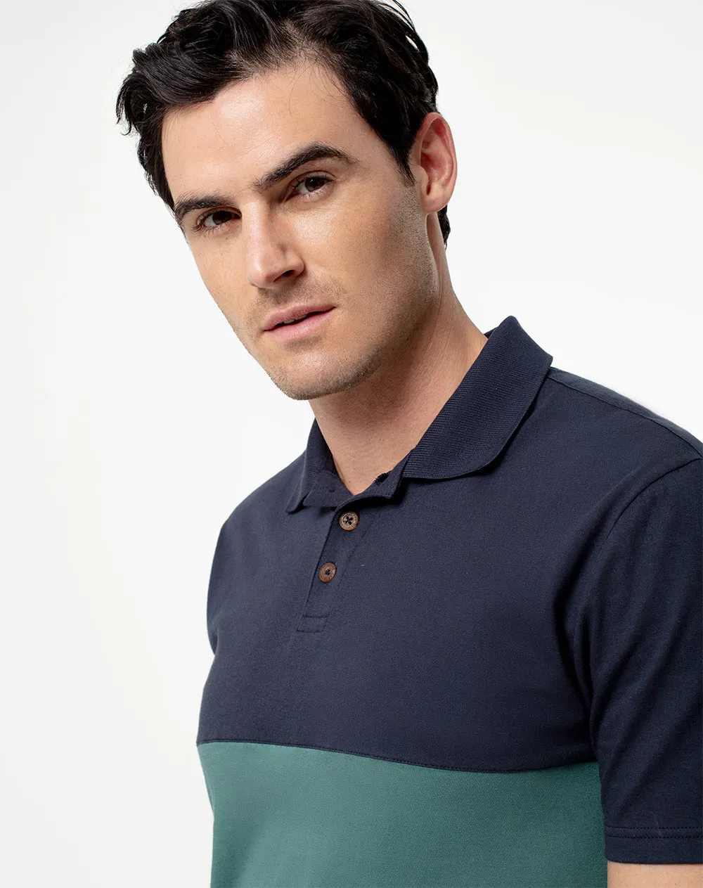 Polo slim fit verde con bloques sold by Gef product image thumbnail 4