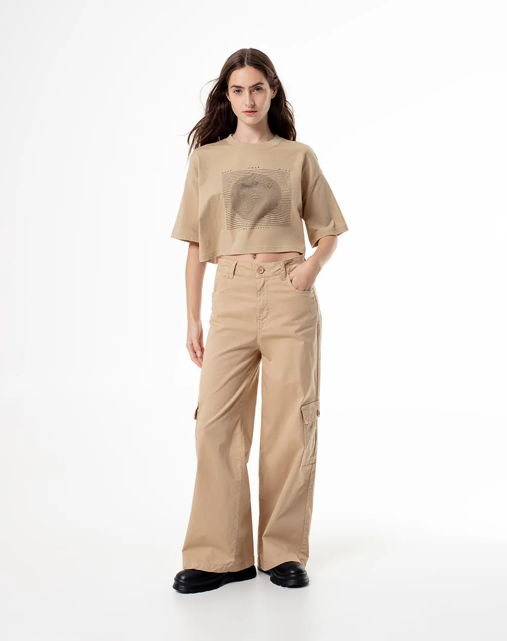 Camiseta relaxed fit manga corta habana sold by Gef product image thumbnail 4