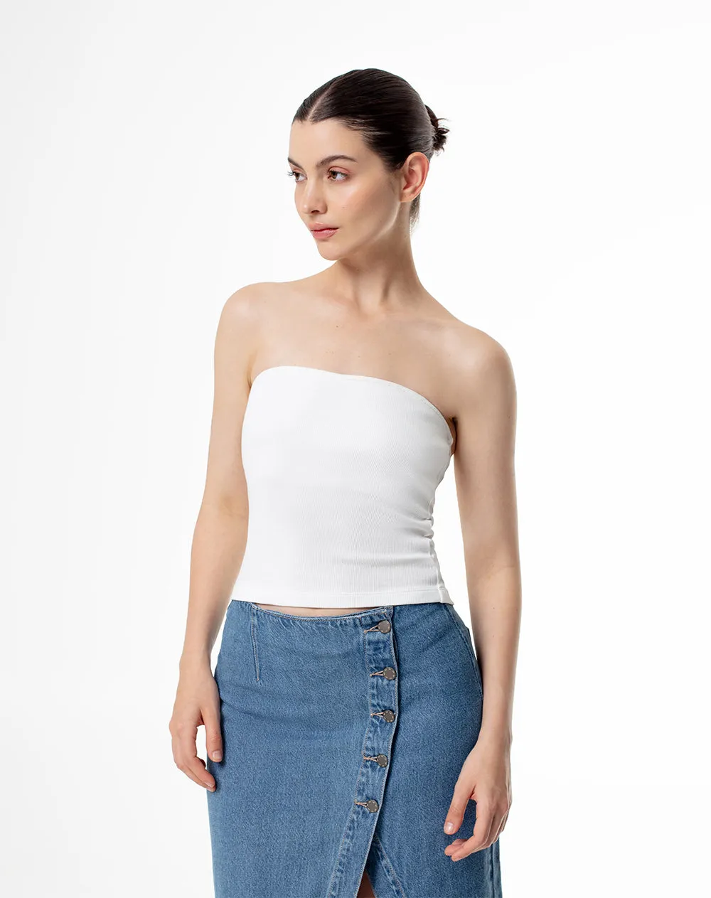 Top strapless soporte medio blanco sold by Gef