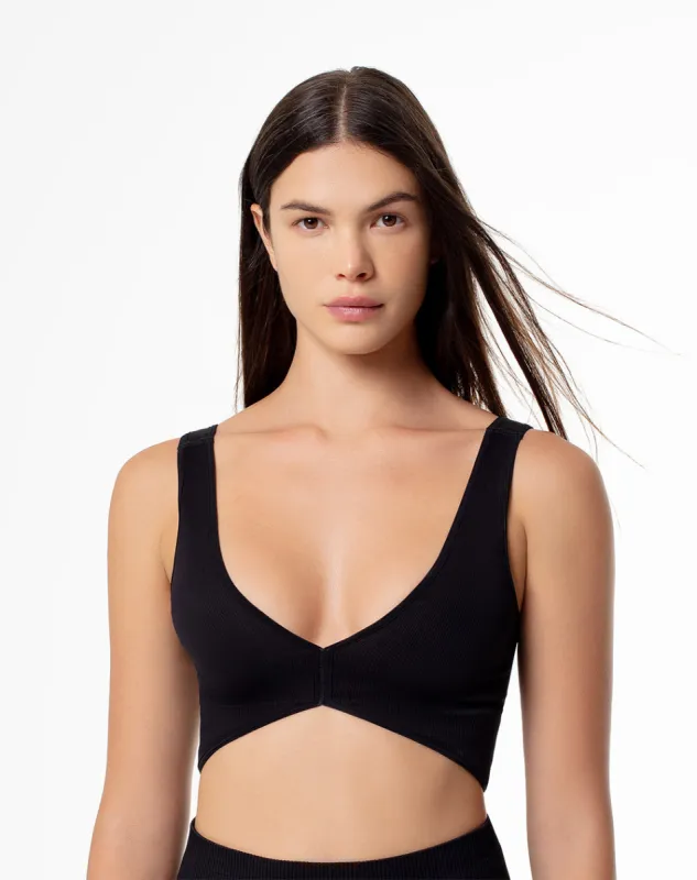 Top deportivo soporte medio seamless multifuncional negro sold by Gef