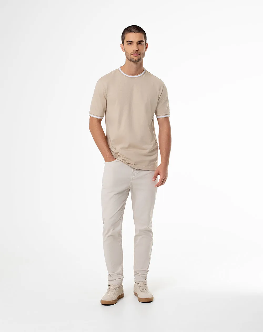 Camiseta regular algodón jersey caqui hombre sold by Gef product image thumbnail 4