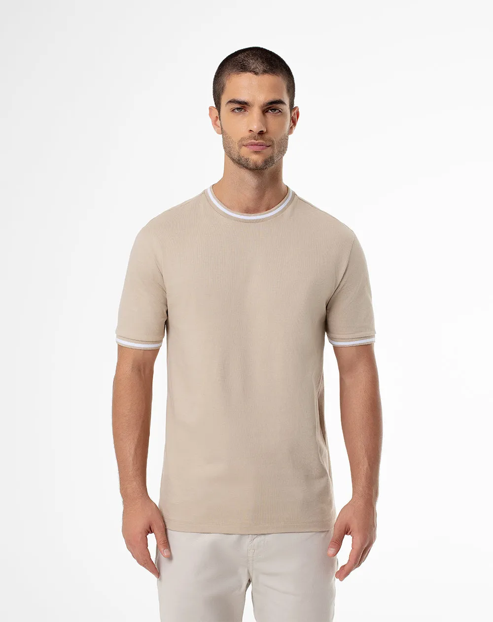 Camiseta regular algodón jersey caqui hombre sold by Gef product image thumbnail 3