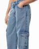 Jean wide leg tiro medio bolsillos tipo cargo azul oscuro para mujer sold by Gef