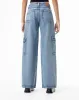 Jean wide leg tiro medio bolsillos tipo cargo azul oscuro para mujer sold by Gef