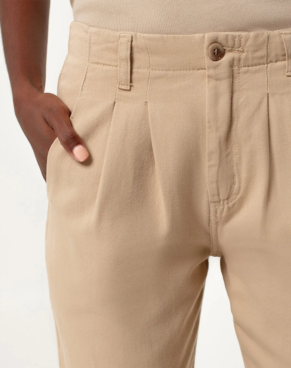 Pantalón regular fit tiro medio en drill kaki sold by Gef product image thumbnail 4