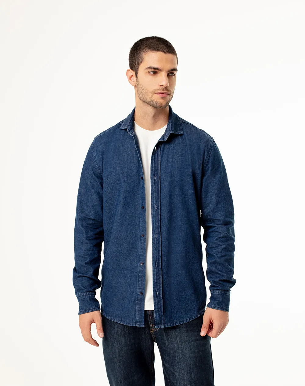 Camisa slim fit manga larga índigo oscuro sold by Gef product image thumbnail 3