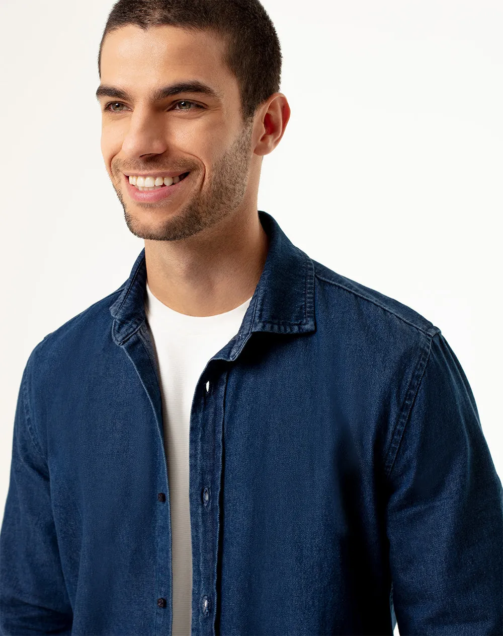 Camisa slim fit manga larga índigo oscuro sold by Gef product image thumbnail 4