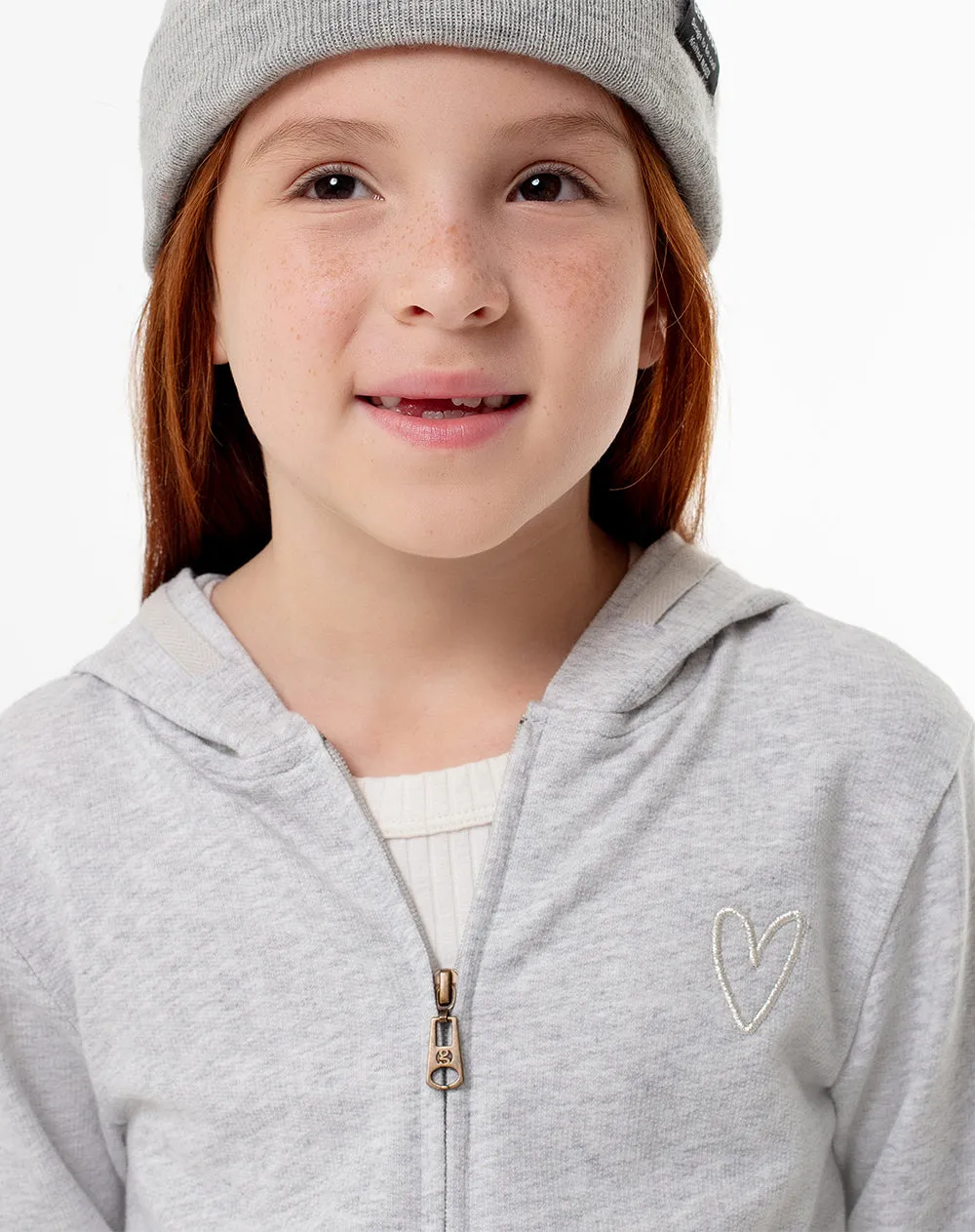 Chaqueta regular fit con capucha gris jaspeada sold by Gef product image thumbnail 3