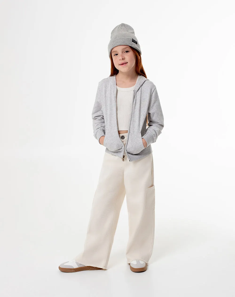 Chaqueta regular fit con capucha gris jaspeada sold by Gef product image thumbnail 4