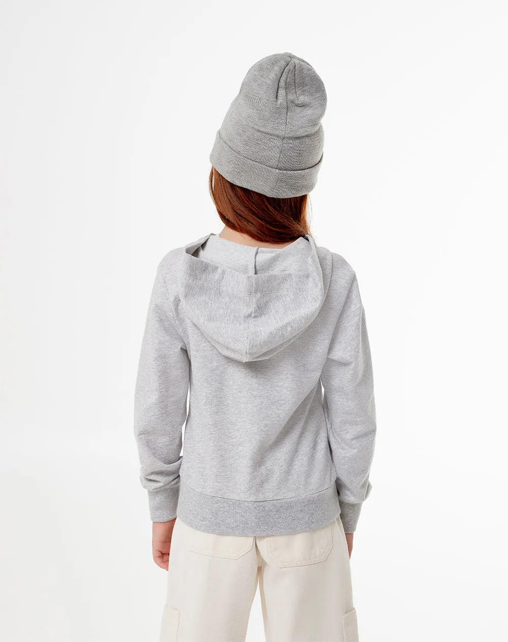 Chaqueta regular fit con capucha gris jaspeada sold by Gef product image thumbnail 2