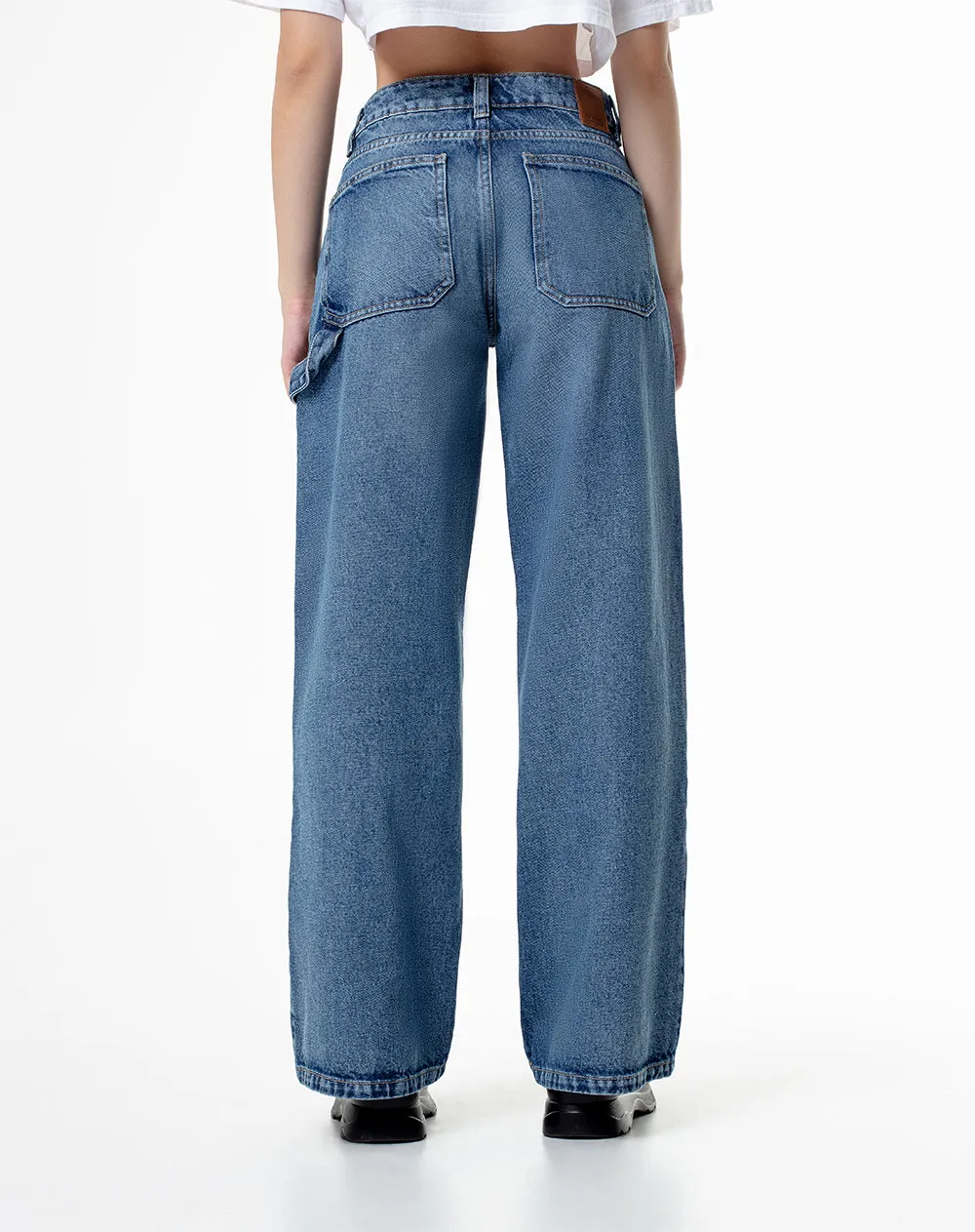 Jean wide leg utilitario tiro medio 100% algodón índigo oscuro mujer sold by Gef product image thumbnail 2
