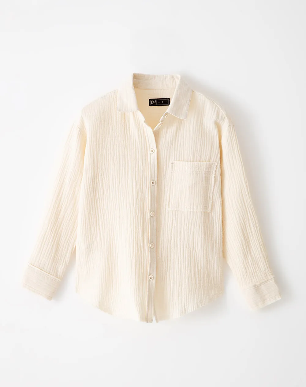 Camisa manga larga oversize algodón crema niña sold by Gef product image thumbnail 5