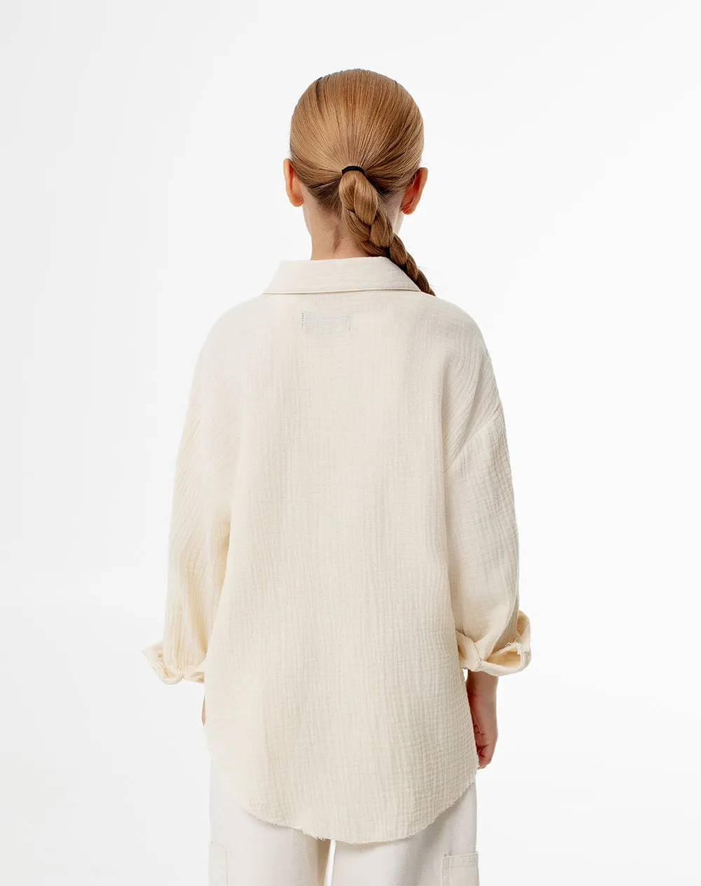 Camisa manga larga oversize algodón crema niña sold by Gef product image thumbnail 2