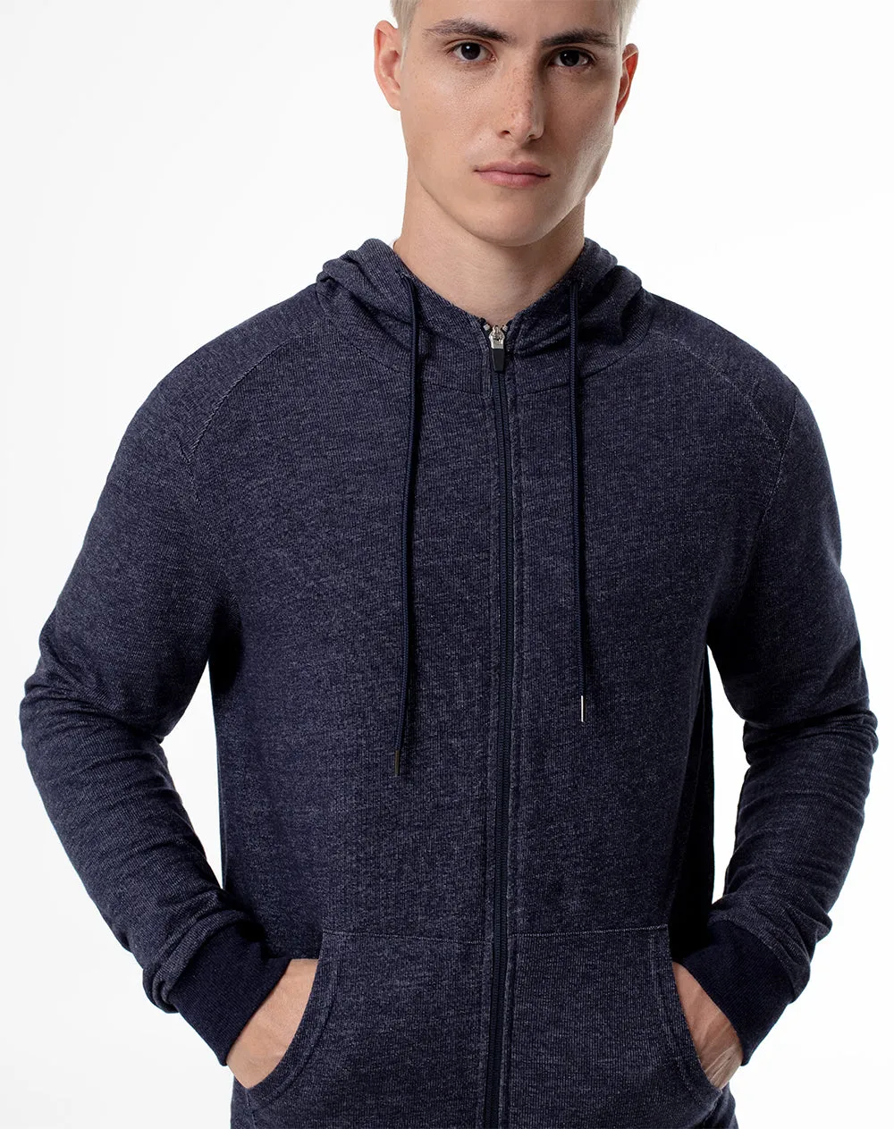 Chaqueta regular fit con capucha azul jaspeada sold by Gef product image thumbnail 3