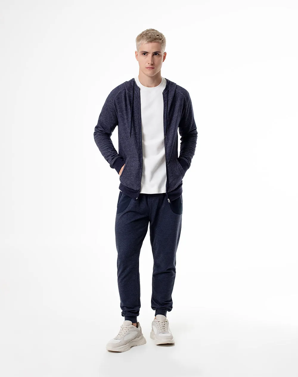 Chaqueta regular fit con capucha azul jaspeada sold by Gef product image thumbnail 4