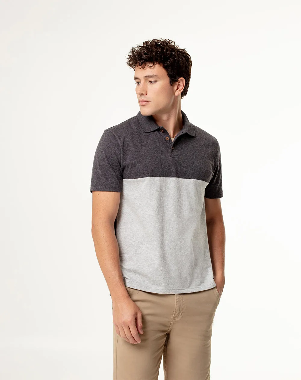 Polo slim algodón gris hombre sold by Gef product image thumbnail 3