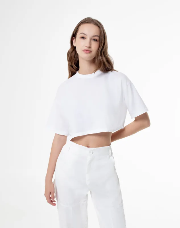Camiseta relaxed fit manga corta blanca sold by Gef