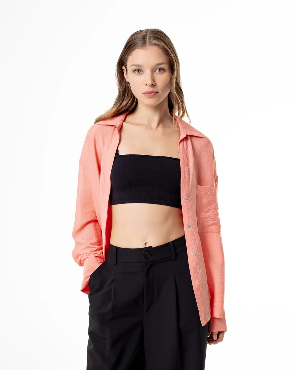 Camisa manga larga regular coral mujer sold by Gef