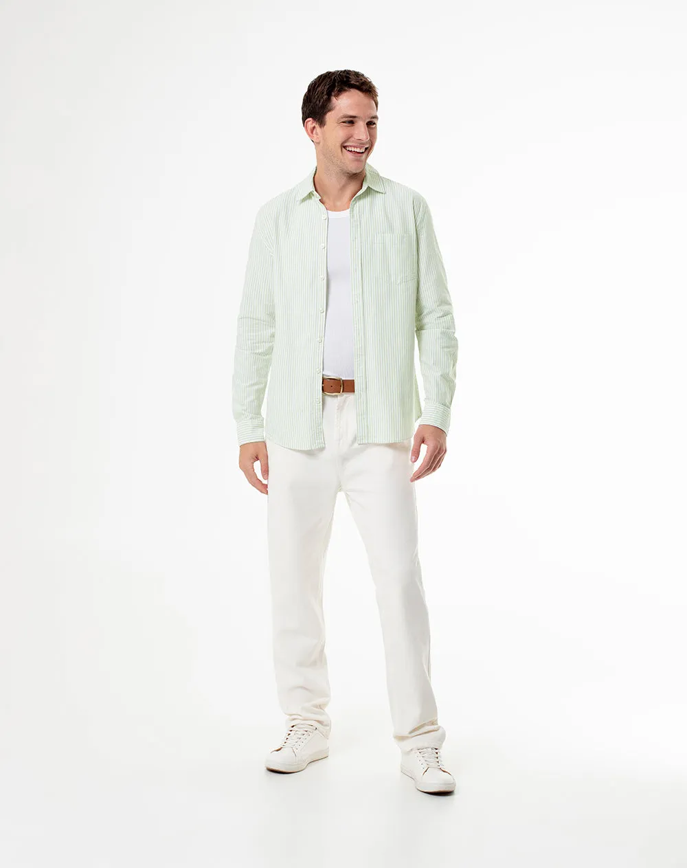 Camisa slim fit manga larga verde con rayas sold by Gef product image thumbnail 4