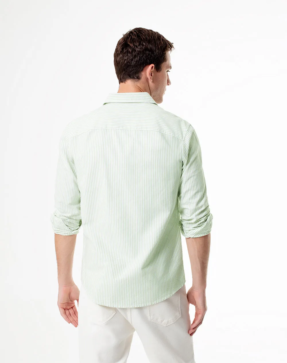 Camisa slim fit manga larga verde con rayas sold by Gef product image thumbnail 2
