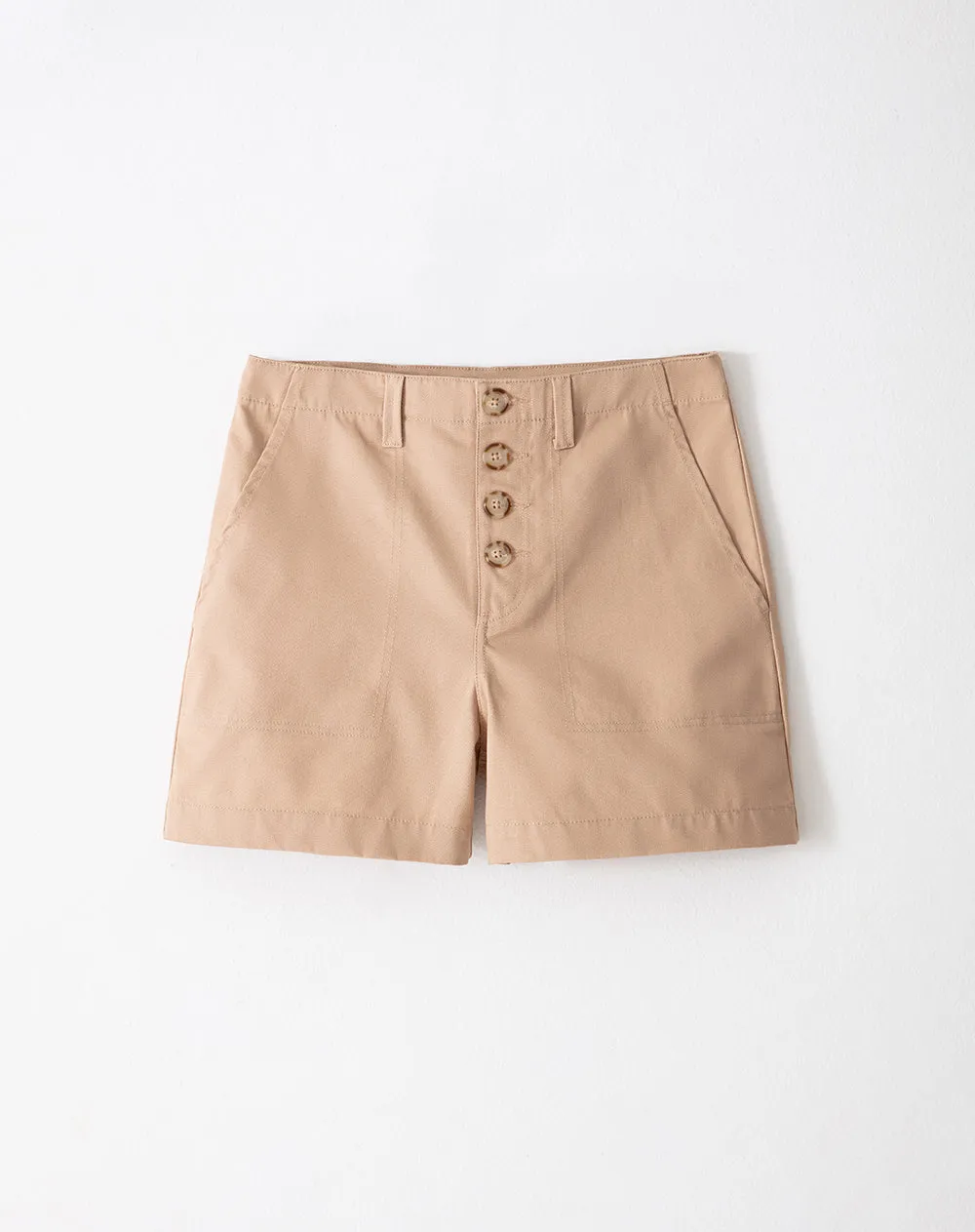 Short tiro medio regular algodón caqui mujer sold by Gef product image thumbnail 5