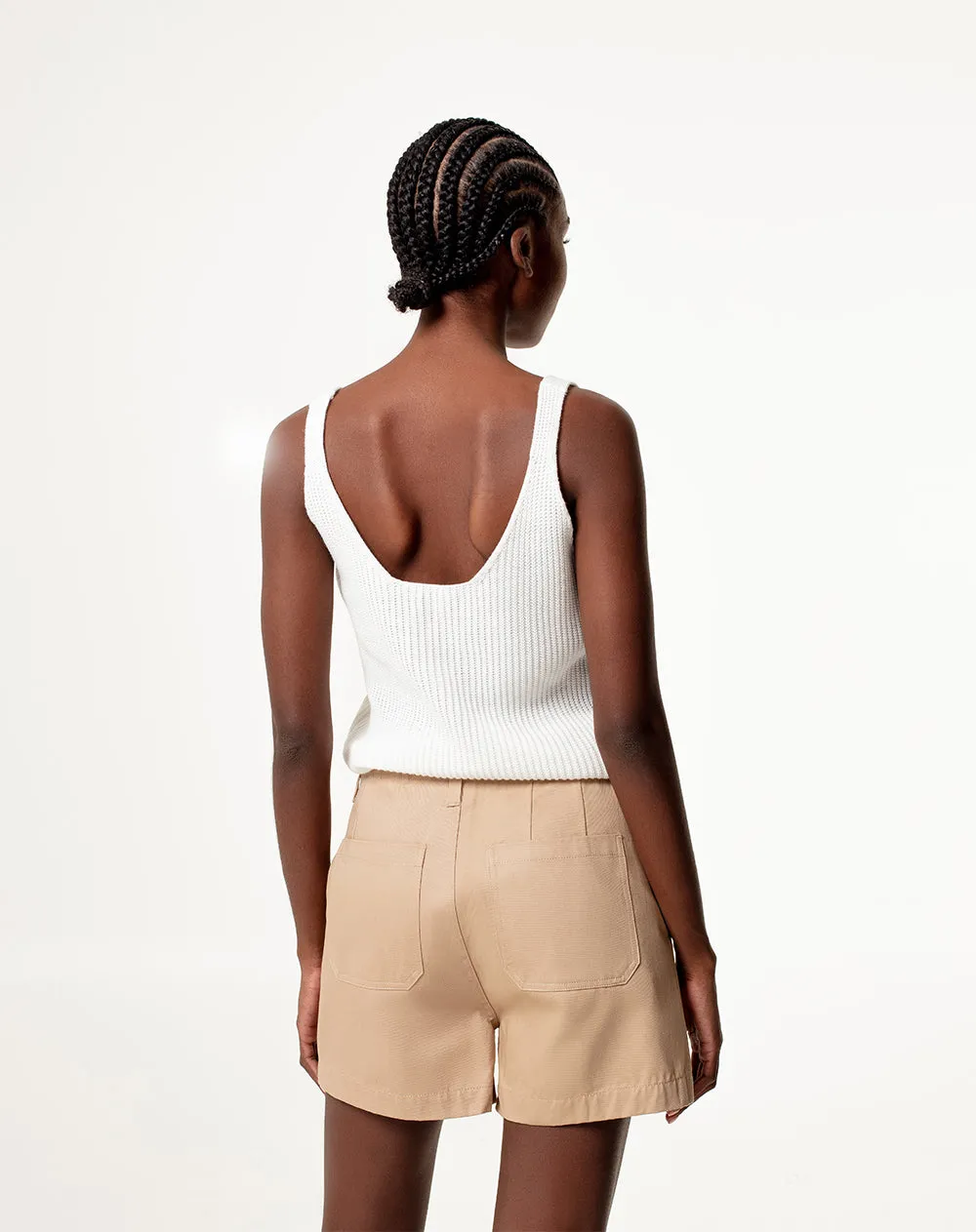 Short tiro medio regular algodón caqui mujer sold by Gef product image thumbnail 2