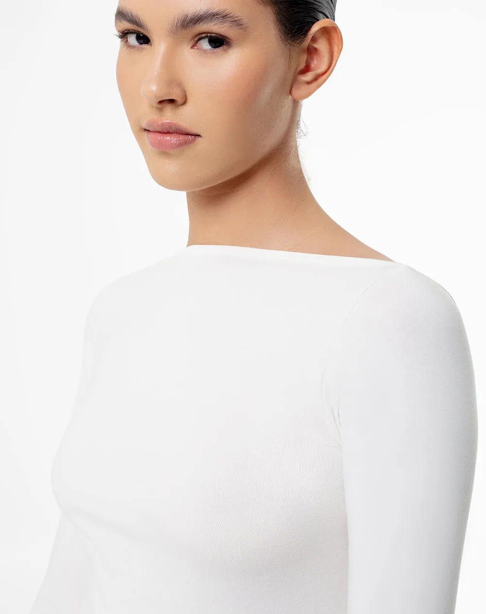 Camiseta fitted fit manga larga blanca sold by Gef product image thumbnail 3