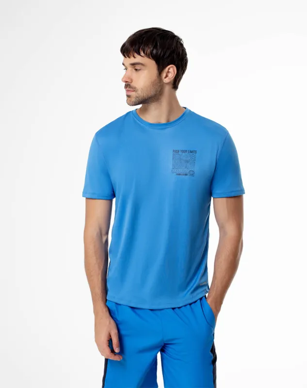 Camiseta slim fit manga corta azul sold by Gef
