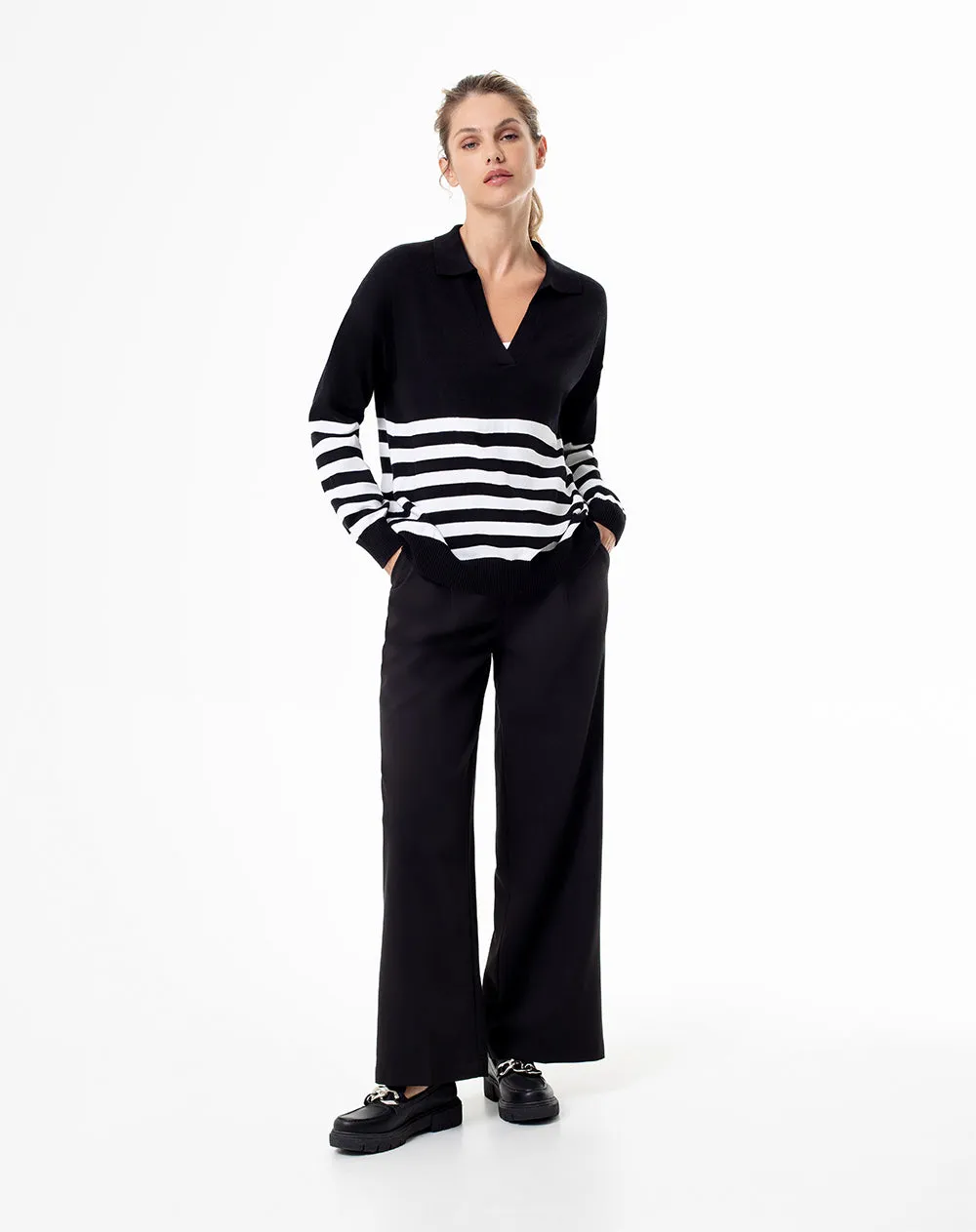 Buzo regular tejido de punto algodón rayas mujer sold by Gef product image thumbnail 4