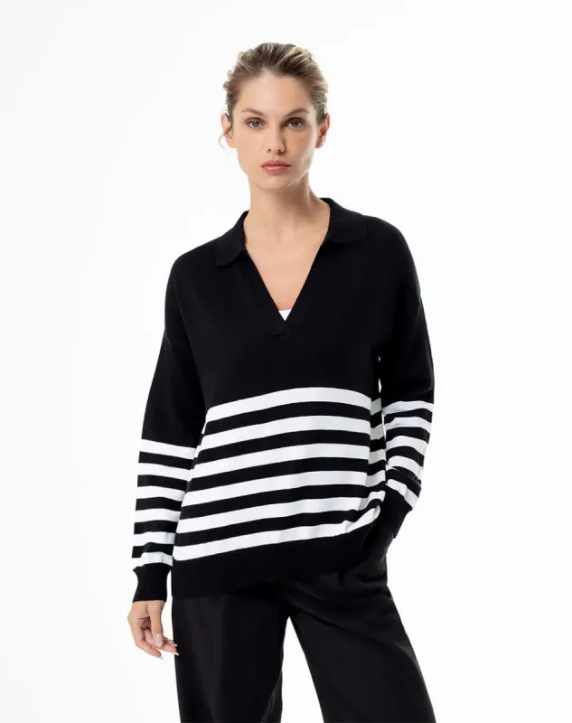 Buzo regular tejido de punto algodón rayas mujer sold by Gef