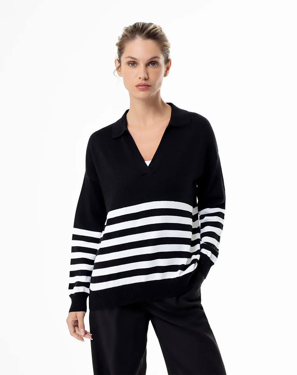 Buzo regular tejido de punto algodón rayas mujer sold by Gef