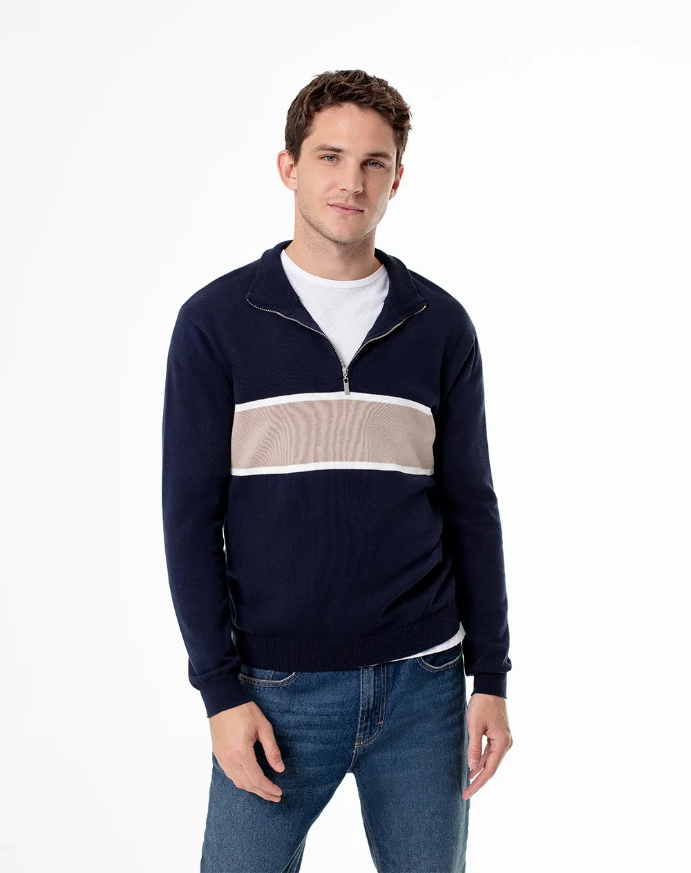 Buzo regular fit azul bloques sold by Gef