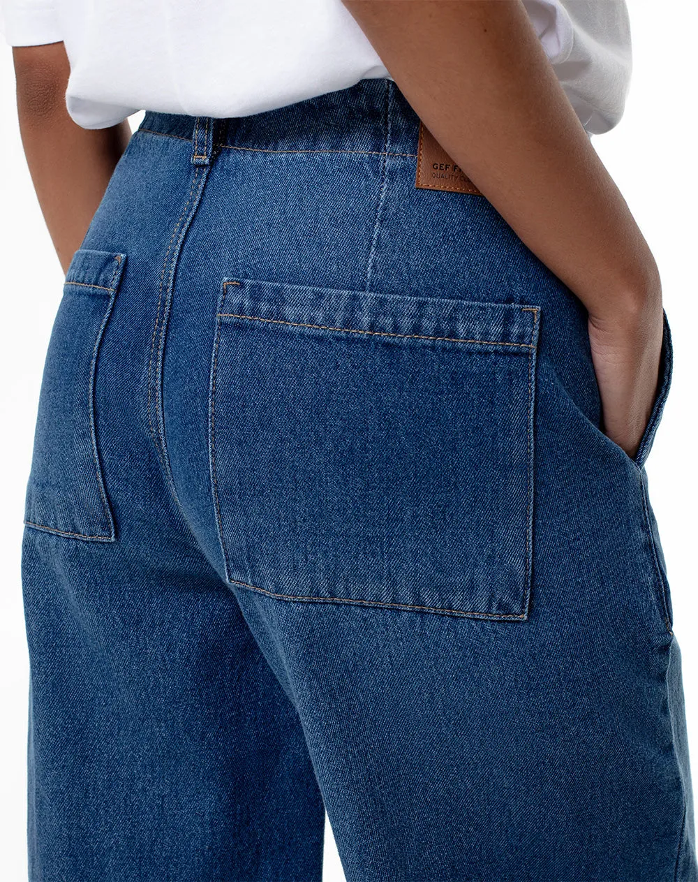 Jean wide leg tiro medio 100% algodón índigo oscuro mujer sold by Gef product image thumbnail 4